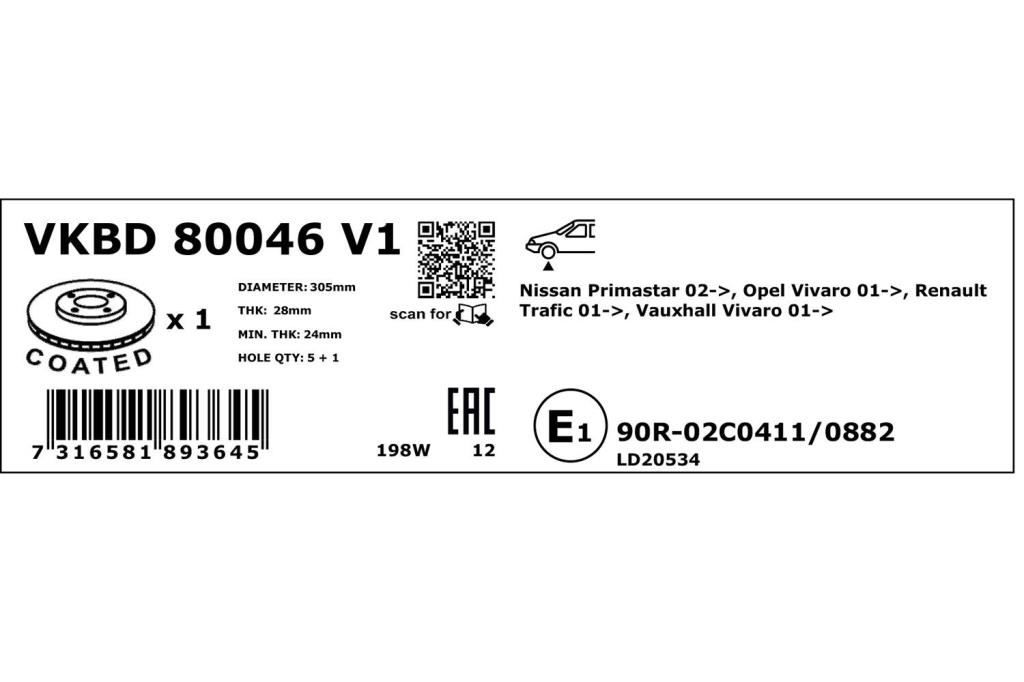 Discos de travão SKF ref. VKBD 80046 V1
